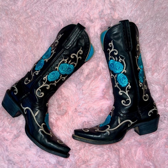 LADIES ARIAT BLACK SNIP TOE WESTERN BOOTS SIZE 9 - Picture 10 of 13